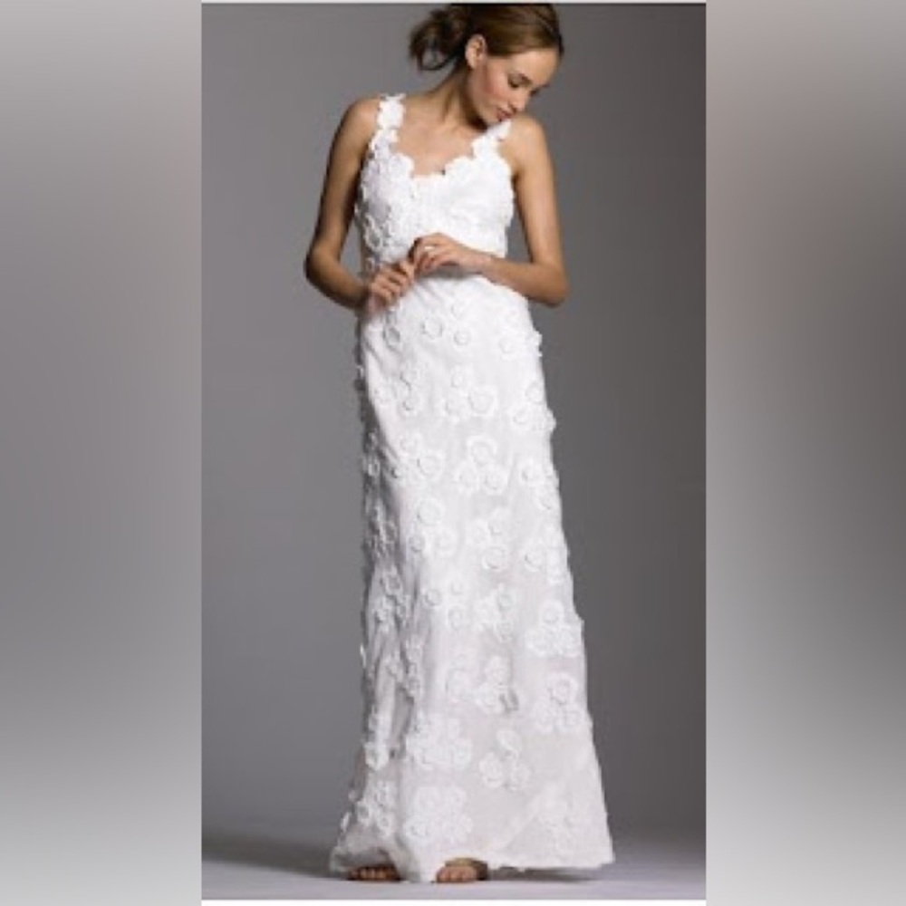 J. Crew Lisette Wedding Dress Elegant White Floral Lace Dress Gown Bridal Rare 0